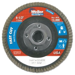 4-1/2" WOLV FLAP DISC  FLAT 60Z  5/8"-11 UNC NUT-WEILER CORPORAT-804-31409