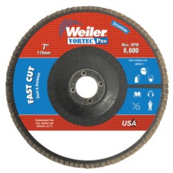 7" WOLV FLAP DISC  FLAT 40Z  7/8" ARBOR HOLE-WEILER CORPORAT-804-31414