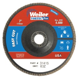 7" WOLV FLAP DISC  FLAT 60Z  7/8" ARBOR HOLE-WEILER CORPORAT-804-31415