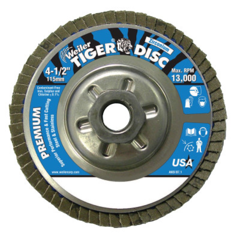 4-1/2" ABRASIVE FLAP DISC ANGLED ZIRCONIUM 1-WEILER CORPORAT-804-50509