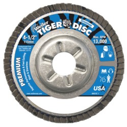 4-1/2" TIGER DISC ABRASIVE FLAP DISC 24GRIT W/7/-WEILER CORPORAT-804-50511