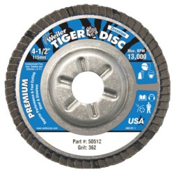 4-1/2" TIGER DISC ABRASIVE FLAP DISC 36GRIT W/7/-WEILER CORPORAT-804-50512