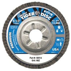 4-1/2"DIA. 60GRIT FLAP WHEEL 7/8"ARBOR H-WEILER CORPORAT-804-50514