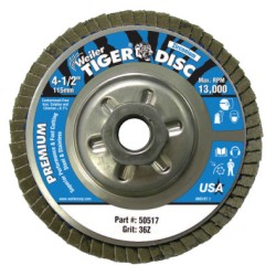 4-1/2" TIGER FLAP DISC 5/8"-11 NUT ANGLED ALUM-WEILER CORPORAT-804-50517