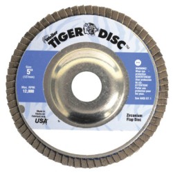 5" TIGER ABRASIVE FLAP DISC 36Z 7/8"A.H. ANGLED-WEILER CORPORAT-804-50522