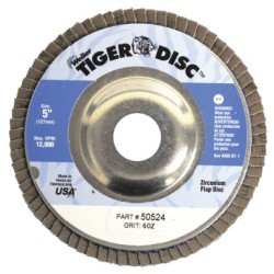 5" TIGER DISC ABRASIVE FLAP DISC- ANGLED ALUM-WEILER CORPORAT-804-50524