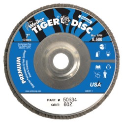 7" TIGER DISC ABR.FLAP DISC-ANGLED 60GRIT 7/8"-WEILER CORPORAT-804-50534