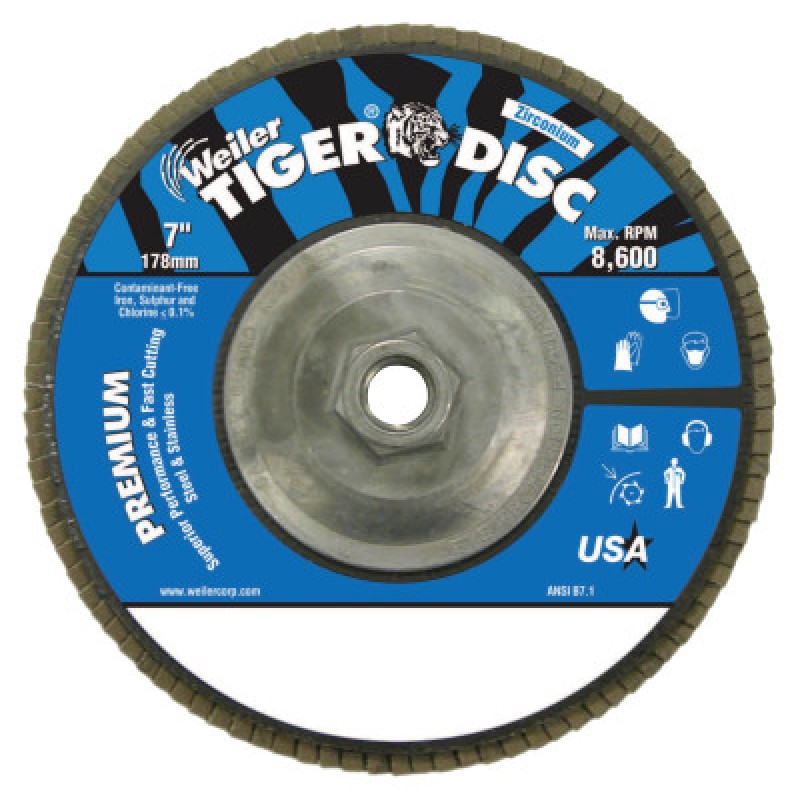 7" 24GRIT ZIRCONIUM TIGER DISC ABRASIVE FL-WEILER CORPORAT-804-50541