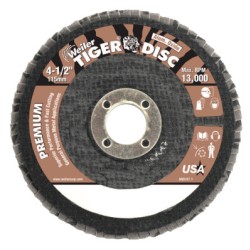 4" TIGER DISC ABRASIVE FLAP DISC 36AO GRIT 5/8"A-WEILER CORPORAT-804-50552