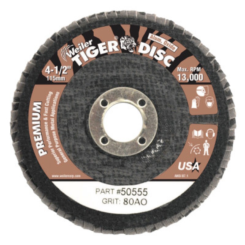 4" TIGER DISC ABRASIVE DISC 80AO 5/8"AH-WEILER CORPORAT-804-50555