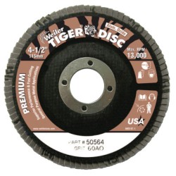 4-1/2" TIGER ABRASIVE FLAP DISC 60 GRIT 7/8-WEILER CORPORAT-804-50564