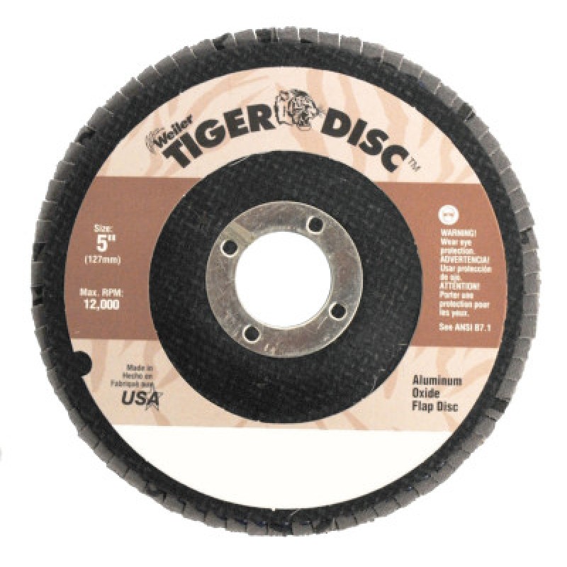 5" TIGER ABRASIVE FLAP DISC 36AO 7/8"A.H. ANGLED-WEILER CORPORAT-804-50572