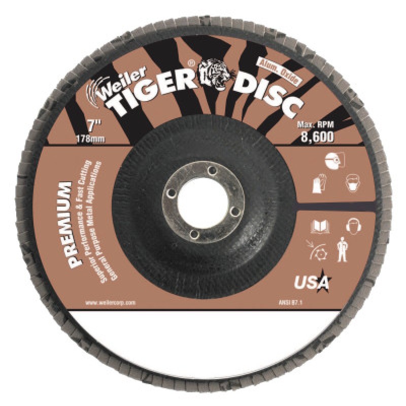 7" TIGER DISK ABRASIVE FLAP DISK ANGLED PHEN-WEILER CORPORAT-804-50583
