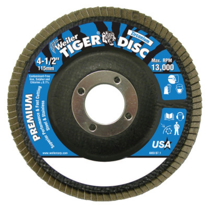 4-1/2" ABRASIVE FLAP DISC-ANGLED- PHENOLIC BA-WEILER CORPORAT-804-50606