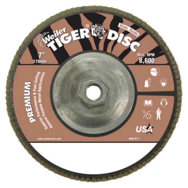 7" TIGER DISC ABSV FLAPDISC ANGLED 80 AO 5/8-11-WEILER CORPORAT-804-50635