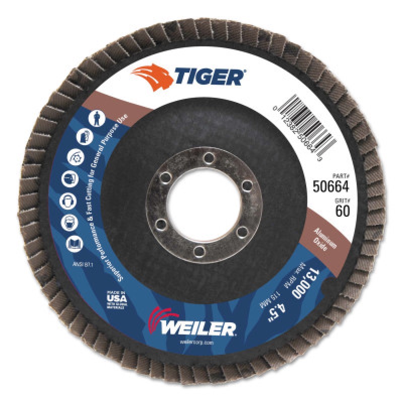 4-1/2" TIGER DISC ABRSVFLAP DISC 60 AO-WEILER CORPORAT-804-50664