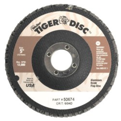 5" TIGER DISC ABRASIVE FLAP DISC- 60AO- 7/8"A.H.-WEILER CORPORAT-804-50674