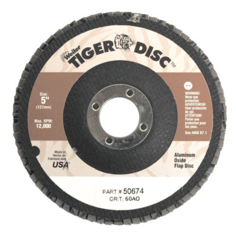 5" TIGER DISC ABRASIVE FLAP DISC- 60AO- 7/8"A.H.-WEILER CORPORAT-804-50674