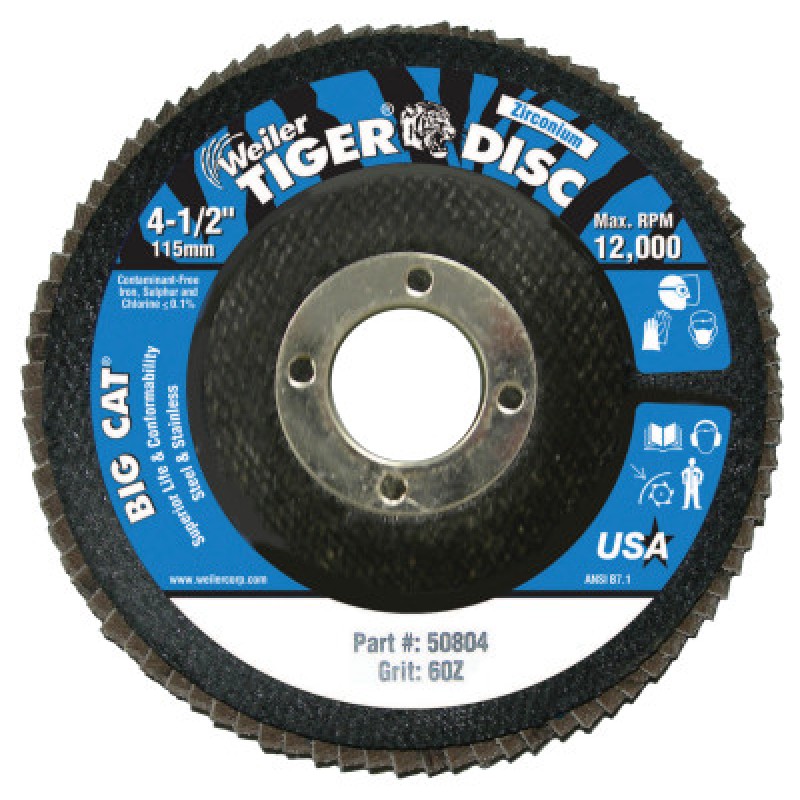 41/2" TIGER DISC BIG CATABR FLAP PHENOLIC BK-WEILER CORPORAT-804-50804