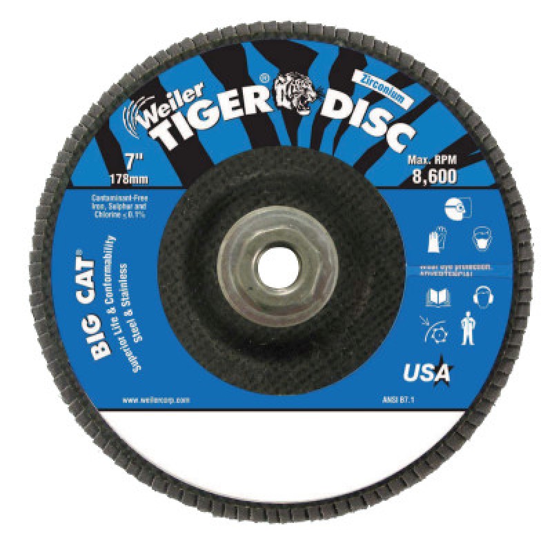 7" TIGER DISC BIG CAT ABR FLAP DISC PHENOLIC BK-WEILER CORPORAT-804-50845