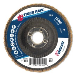 4" TIGER PAW ABRASIVE FLAP DISC- FLAT- - 40Z- 5/-WEILER CORPORAT-804-51101