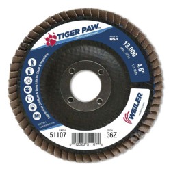 4-1/2" TIGER PAW ABRASIVE FLAP DISC- FLAT- - 36Z-WEILER CORPORAT-804-51107