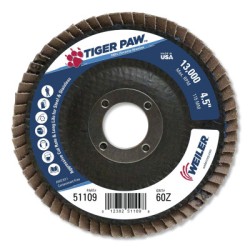 4-1/2" TIGER PAW ABRASIVE FLAP DISC- FLAT- - 60Z-WEILER CORPORAT-804-51109