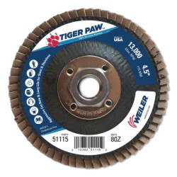 4-1/2" TIGER PAW ABRASIVE FLAP DISC- FLAT- - 80Z-WEILER CORPORAT-804-51115