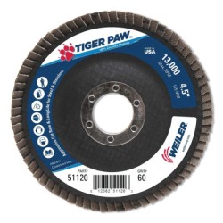 4-1/2" TIGER PAW ABRASIVE FLAP DISC- ANGLED- 60Z-WEILER CORPORAT-804-51120