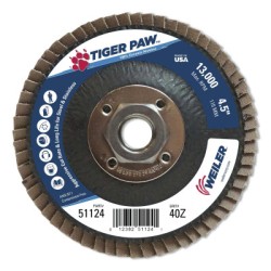 4-1/2" TIGER PAW ABRASIVE FLAP DISC- ANGLED- 40Z-WEILER CORPORAT-804-51124