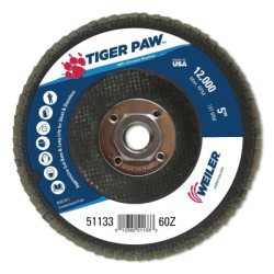 5" TIGER PAW ABRASIVE FLAP DISC- FLAT-60Z- 5/8"--WEILER CORPORAT-804-51133