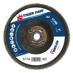 5" TIGER PAW ABRASIVE FLAP DISC  FLAT  PHENOLIC-WEILER CORPORAT-804-51154
