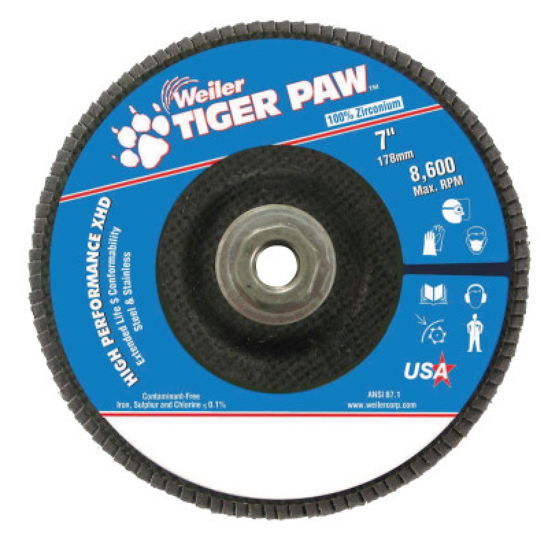 7" TIGER PAW SUPER HIGHDENSITY FLAP DISC  FLAT-WEILER CORPORAT-804-51169