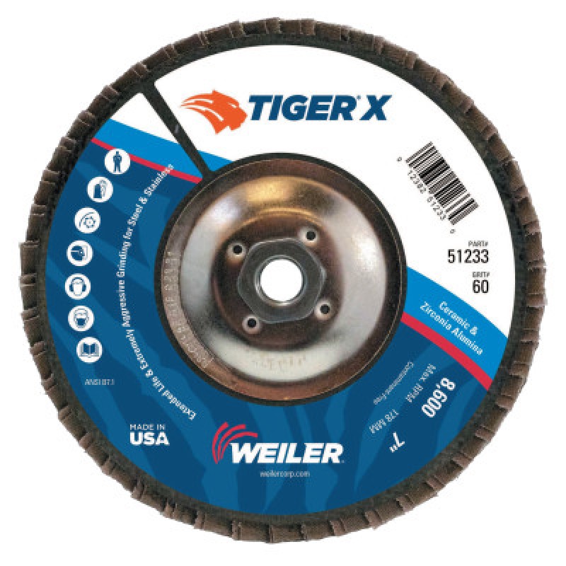 7" TIGER X FD  FLAT  PHEN BACK  60Z  5/8-11" ARB-WEILER CORPORAT-804-51233