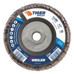 4-1/2" TIGER ANGLED FLAPDISC  80Z  5/8"-11 NUT-WEILER CORPORAT-804-51305