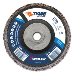 5" TIGER ANGLED FLAP DISC  80Z  5/8"-11 NUT-WEILER CORPORAT-804-51311