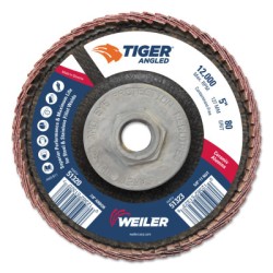 5" TIGER ANGLED FLAP DISC  80C  5/8"-11 NUT-WEILER CORPORAT-804-51323