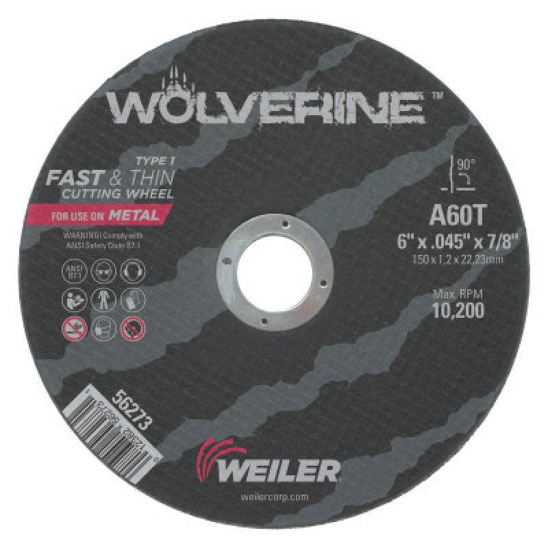 6 X 045 WOLV TY1 C-O WHL  A60T  7/8 AH-WEILER CORPORAT-804-56273
