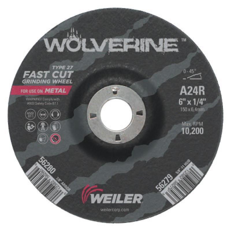 6 X 1/4 WOLV TY27 GRINDWHL  A24R  7/8 AH-WEILER CORPORAT-804-56280