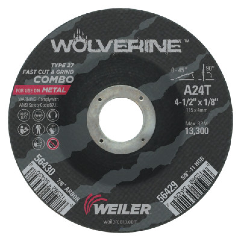 4-1/2 X 1/8 WOLV TY27 CUT WHL  A24R  7/8 AH-WEILER CORPORAT-804-56430