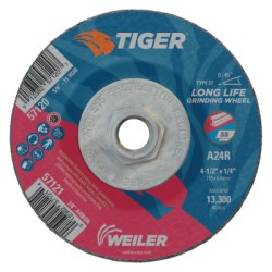 4-1/2 X 1/4 TIGER TY27GRIND WHL  AO  5/8-11 AH-WEILER CORPORAT-804-57120