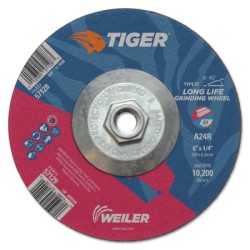 6 X 1/4 TIGER AO T27 GRINDING WHEEL  A24R 5/8-11-WEILER CORPORAT-804-57128