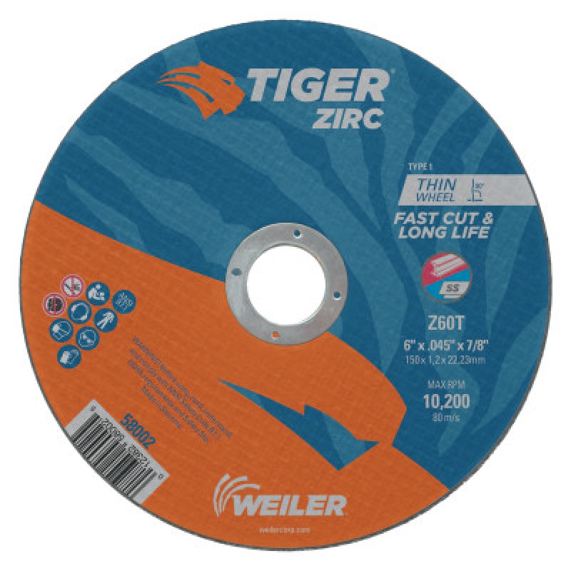 6 X 045 TIGER ZIRC TY1 C-O WHL  7/8 AH-WEILER CORPORAT-804-58002