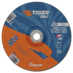 9 X 1/4 TIGER ZIRC T27 GRIND WHEEL  Z24T  7/8 AH-WEILER CORPORAT-804-58077