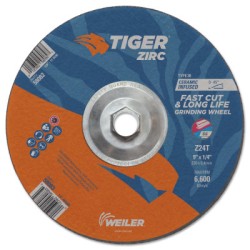 9 X 1/4 TIGER ZIRC T28 GRIND WHEEL  Z24T  5/8-11-WEILER CORPORAT-804-58082