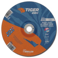 9 X 1/4 TIGER ZIRC T28 GRIND WHEEL  Z24T  7/8 AH-WEILER CORPORAT-804-58083