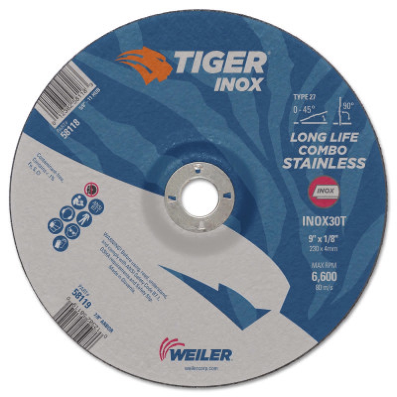 9 X 1/8 TIGER INOX T27 COMBO WHEEL  30T  7/8 AH-WEILER CORPORAT-804-58119