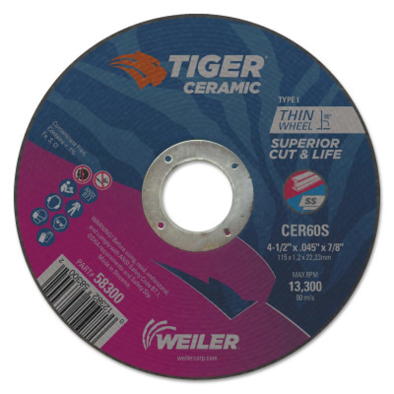 4.5 X .045 TIGER CERAMICT1 CW CER60S 7/8 AH-WEILER CORPORAT-804-58300