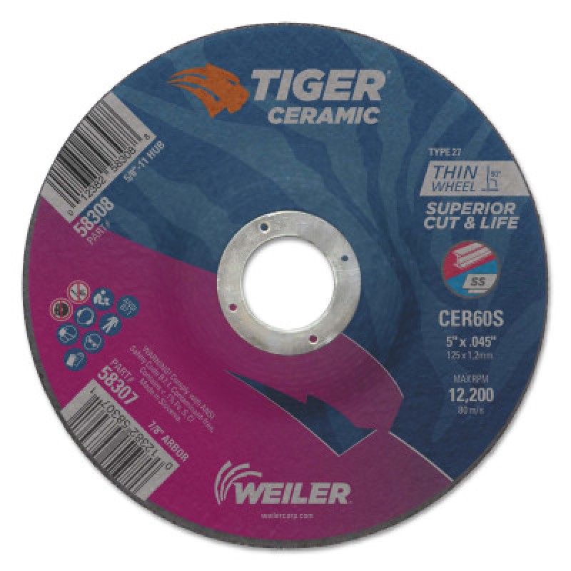 5 X .045 TIGER CERAMIC T27 CUTTING CER60S 7/8 AH-WEILER CORPORAT-804-58307