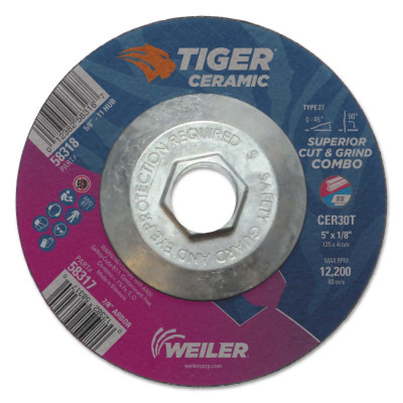 5 X 1/8 TIGER CERAMIC T27 COMBO CER30T 5/8-11-WEILER CORPORAT-804-58318